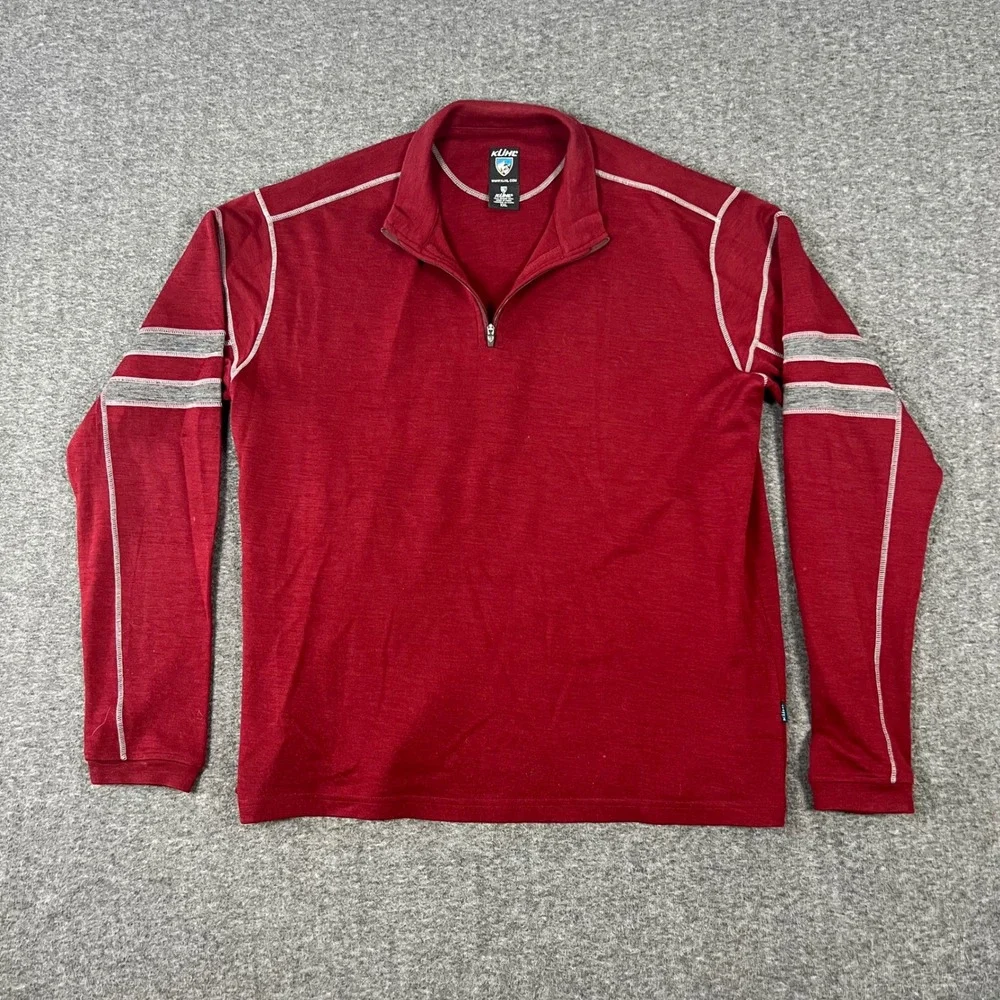 Kuhl Quarter 1/4 Zip Pullover Sweater Men's 2XL Red 100% Merino Wool Hiking - Picture 1 of 7